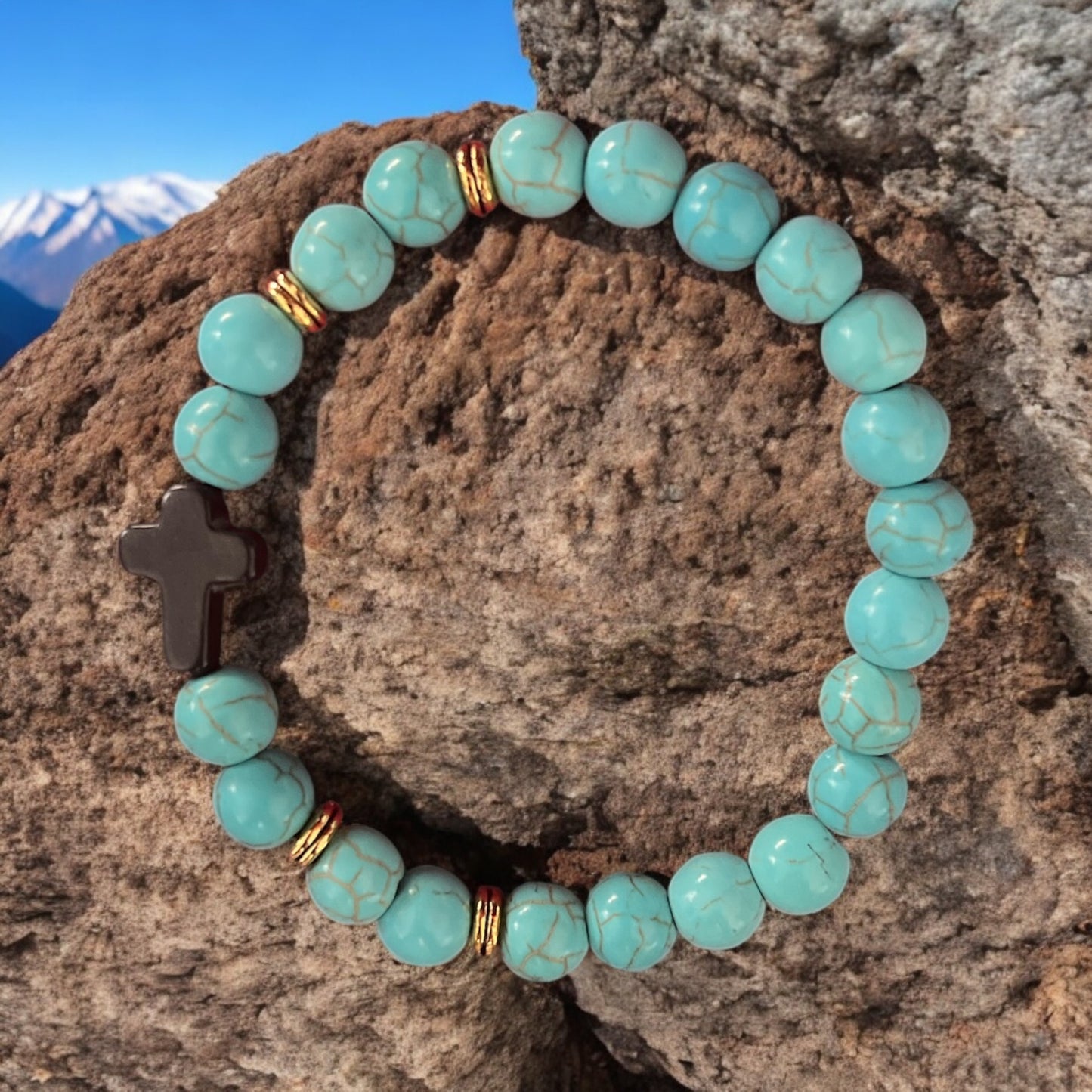 Chakra Turquoise 8 mm Bead Bracelet 06