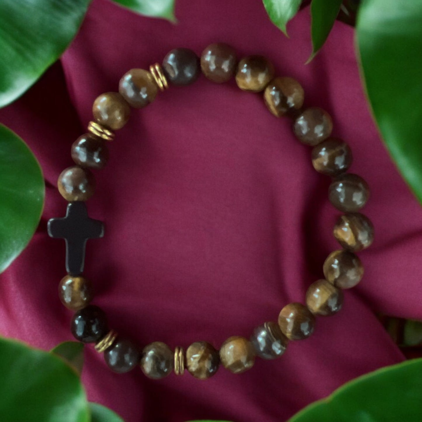 Chakra Tigers Eye 8 mm Bead Bracelet 10