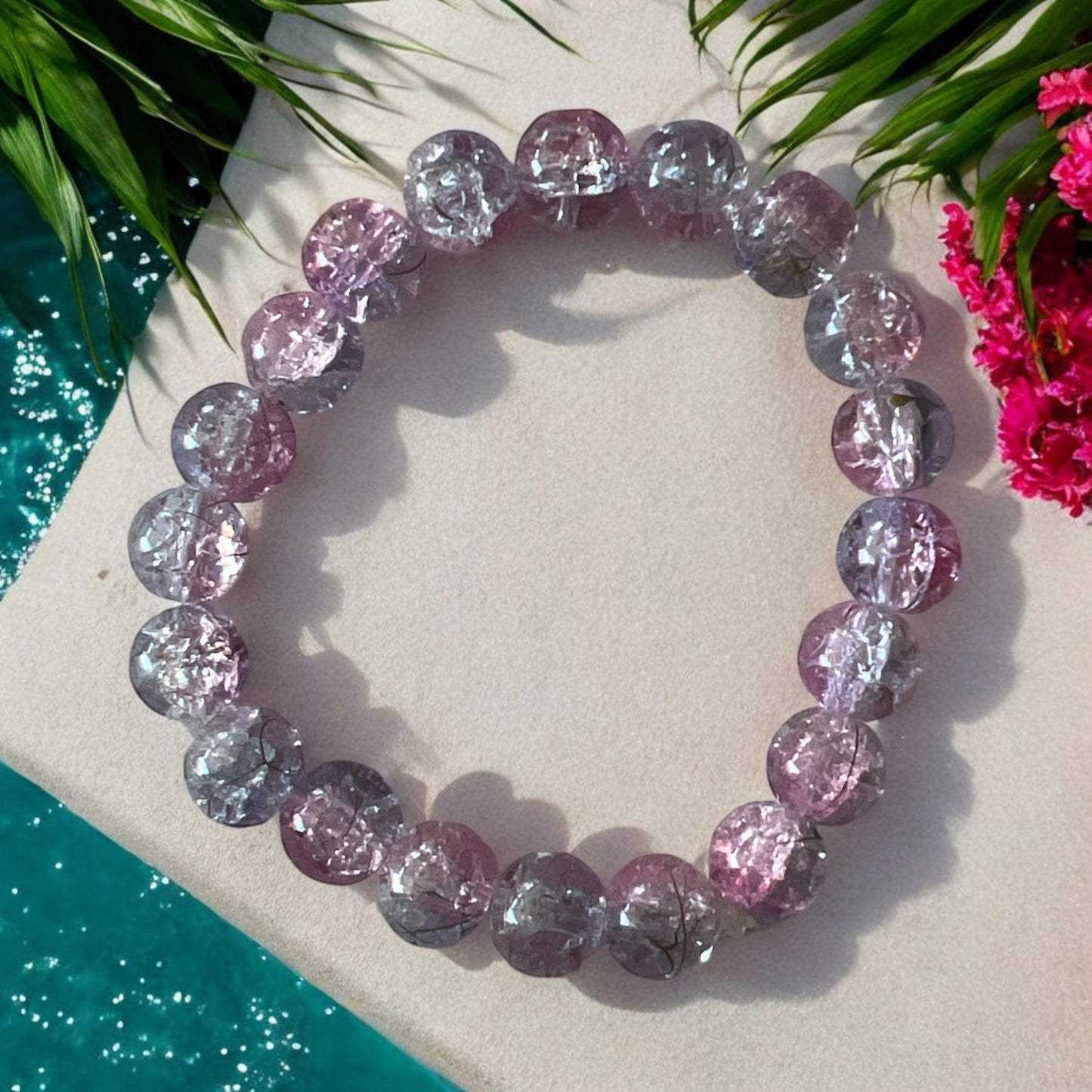 Adult Glass Bracelet Pink 01