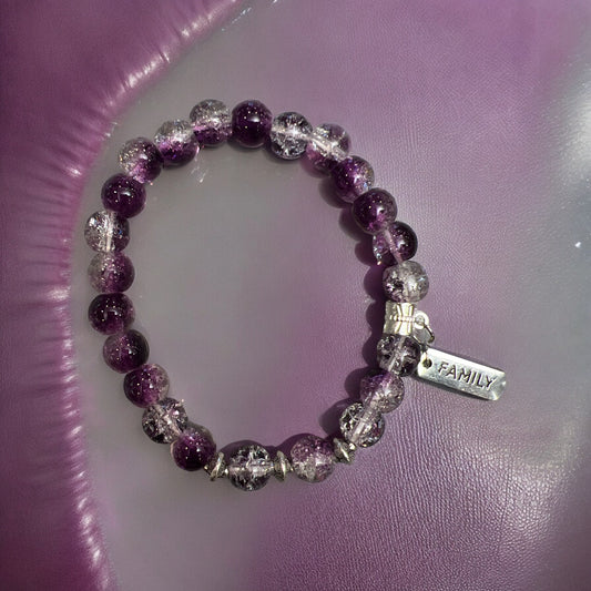 Adult Glass Bracelet Purple - 02with charm.