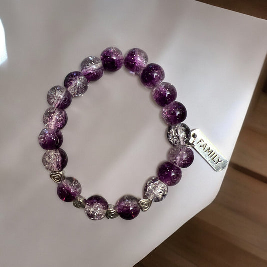 Adult Glass Bracelet Purple - 03 with charm